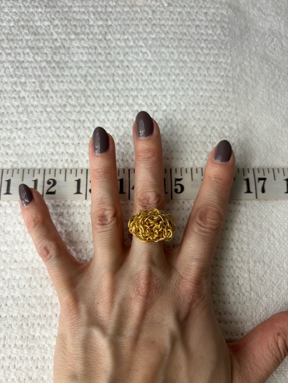 Gold Braided Statement Ring Size 10